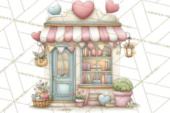 Valentine Bookstore Clipart PNG Cute Library Romance Product Image 3