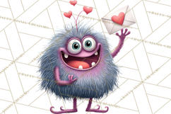 Valentine Monster Clipart PNG, Cute Valentine Monsters, Kids Product Image 4