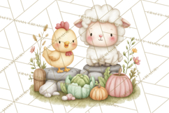 Farm Clipart, Woodland Farm Animals, Cows Pigs Chickens Png Product Image 4