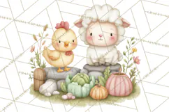 Farm Clipart, Woodland Farm Animals, Cows Pigs Chickens Png Product Image 4