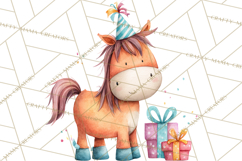 Farm Birthday Clipart PNG, Watercolor Farm Animals Birthday Product Image 4