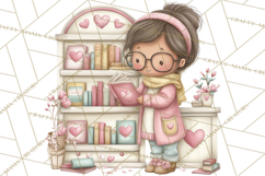 Valentine Bookstore Clipart PNG Cute Library Romance Product Image 4