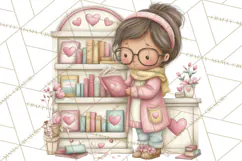 Valentine Bookstore Clipart PNG Cute Library Romance Product Image 4