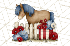 Patriotic Western Clipart, Whimsical Red White Blue Desert Product Image 3
