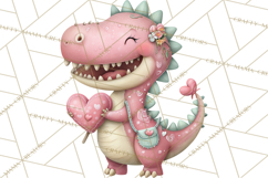 Valentine Dinosaur Clipart PNG, Cute Valentine Dinosaurs Product Image 3