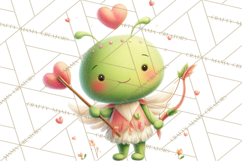 Green Alien Valentine Clipart PNG, Cute Alien Valentines Product Image 3
