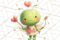 Green Alien Valentine Clipart PNG, Cute Alien Valentines Product Image 3