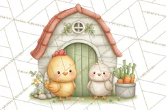 Farm Clipart, Woodland Farm Animals, Cows Pigs Chickens Png Product Image 5