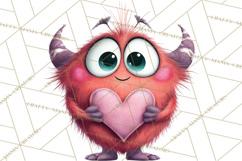 Valentine Monster Clipart PNG, Cute Valentine Monsters, Kids Product Image 5