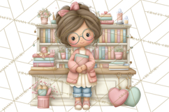 Valentine Bookstore Clipart PNG Cute Library Romance Product Image 5