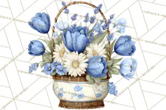 French Vintage Spring Clipart PNG, Pastel Bunny & Floral Art Product Image 3