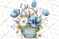 French Vintage Spring Clipart PNG, Pastel Bunny & Floral Art Product Image 4