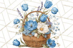 French Vintage Spring Clipart PNG, Pastel Bunny &amp; Floral Art Product Image 5