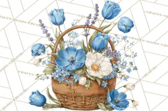 French Vintage Spring Clipart PNG, Pastel Bunny & Floral Art Product Image 5