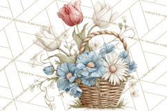 French Vintage Spring Clipart PNG, Pastel Bunny &amp; Floral Art Product Image 4
