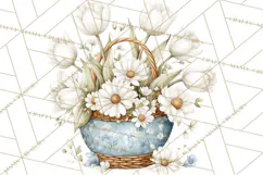 French Vintage Spring Clipart PNG, Pastel Bunny & Floral Art Product Image 5
