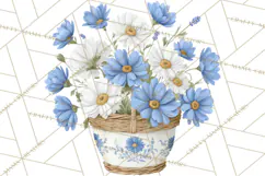 French Vintage Spring Clipart PNG, Pastel Bunny & Floral Art Product Image 2