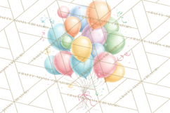 Pastel Birthday Clipart, Soft Party Decorations PNG, Festive Product Image 2
