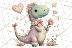 Valentine Dinosaur Clipart PNG, Cute Valentine Dinosaurs Product Image 4