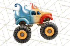 Monster Truck Birthday Party Clipart, Racing Celebration Png Product Image 4