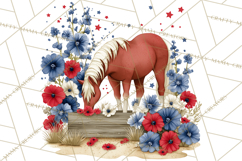 Patriotic Western Clipart, Whimsical Red White Blue Desert Product Image 4