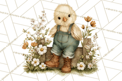 Vintage Spring Chicks Clipart, Cute Baby Chick Gardening Product Image 4