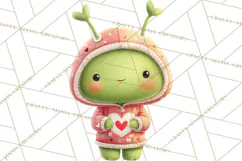 Green Alien Valentine Clipart PNG, Cute Alien Valentines Product Image 4