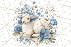 French Vintage Spring Clipart PNG, Pastel Bunny & Floral Art Product Image 3