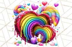 Bright Valentine Rainbows, Red Pink Hearts, Glossy Love Product Image 4