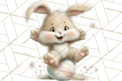 Quirky Easter Bunnies Clipart, Cute Cartoon Bunnies Png Product Image 4