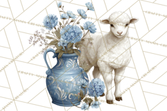 French Vintage Spring Clipart PNG, Pastel Bunny &amp; Floral Art Product Image 5