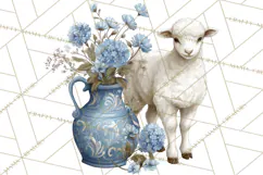 French Vintage Spring Clipart PNG, Pastel Bunny & Floral Art Product Image 5
