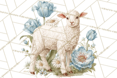 French Vintage Spring Clipart PNG, Pastel Bunny &amp; Floral Art Product Image 2
