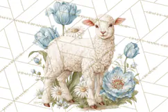 French Vintage Spring Clipart PNG, Pastel Bunny & Floral Art Product Image 2
