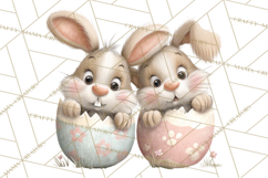 Quirky Easter Bunnies Clipart, Cute Cartoon Bunnies Png Product Image 4