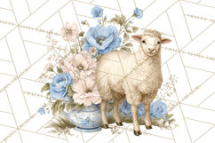 French Vintage Spring Clipart PNG, Pastel Bunny &amp; Floral Art Product Image 4