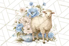 French Vintage Spring Clipart PNG, Pastel Bunny & Floral Art Product Image 4