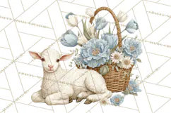 French Vintage Spring Clipart PNG, Pastel Bunny & Floral Art Product Image 3