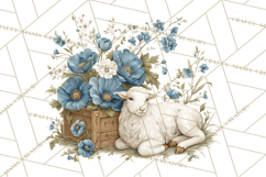 French Vintage Spring Clipart PNG, Pastel Bunny &amp; Floral Art Product Image 4