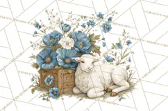 French Vintage Spring Clipart PNG, Pastel Bunny & Floral Art Product Image 4