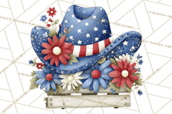 Patriotic Western Clipart, Whimsical Red White Blue Desert Product Image 3