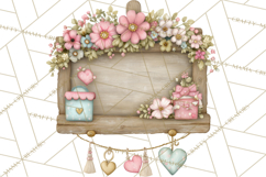 Rustic Valentine Decor Clipart, Burlap Heart PNG Product Image 3
