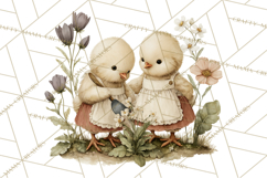 Vintage Spring Chicks Clipart, Cute Baby Chick Gardening Product Image 3