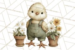 Vintage Spring Chicks Clipart, Cute Baby Chick Gardening Product Image 5