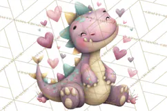 Valentine Dinosaur Clipart PNG, Cute Valentine Dinosaurs Product Image 5