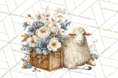 French Vintage Spring Clipart PNG, Pastel Bunny & Floral Art Product Image 5