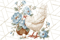 French Vintage Spring Clipart PNG, Pastel Bunny &amp; Floral Art Product Image 4