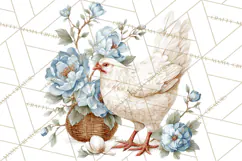 French Vintage Spring Clipart PNG, Pastel Bunny & Floral Art Product Image 4