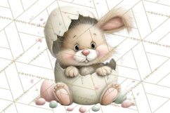 Quirky Easter Bunnies Clipart, Cute Cartoon Bunnies Png Product Image 4