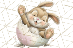 Quirky Easter Bunnies Clipart, Cute Cartoon Bunnies Png Product Image 5